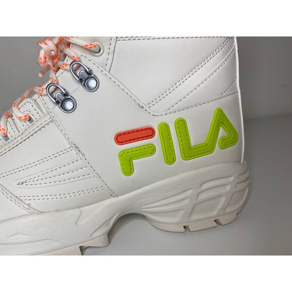 NWT FILA BOOTS 10 DISRUPTOR WHITE ORANGE SHEARLING TOP WINTER SNOWBOOTS LACE UP - Picture 8 of 12